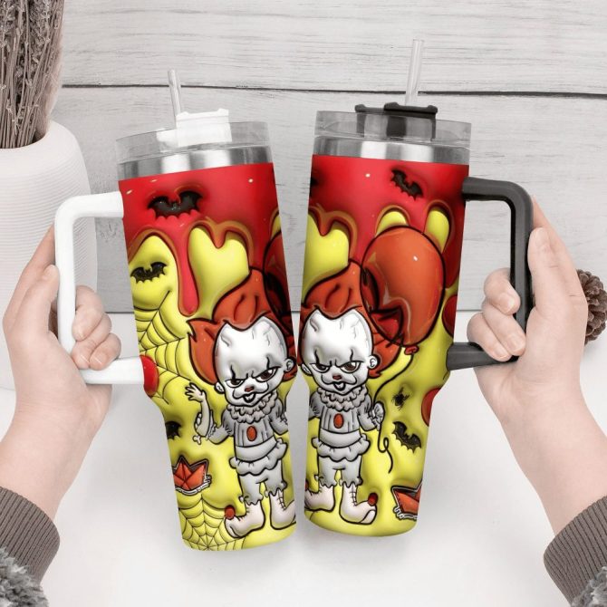 3D Horror Movies Custom Stanley Quencher 40Oz Stainless Steel Tumbler With Handle - Image 2