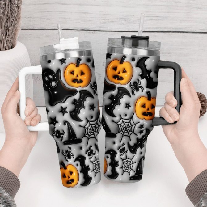 3D Horror Movies Custom Stanley Quencher 40Oz Stainless Steel Tumbler With Handle - Image 2