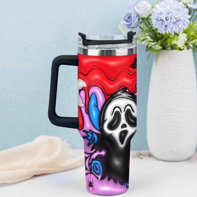 3D Horror Movies Custom Stanley Quencher 40Oz Stainless Steel Tumbler With Handle - Image 2