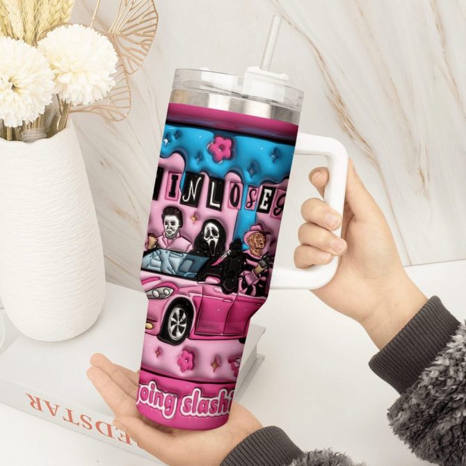 3D Horror Movies Custom Stanley Quencher 40Oz Stainless Steel Tumbler With Handle - Image 3