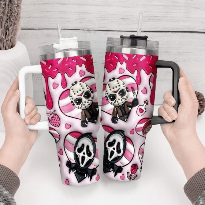 3D Horror Movies Custom Stanley Quencher 40Oz Stainless Steel Tumbler With Handle - Image 3