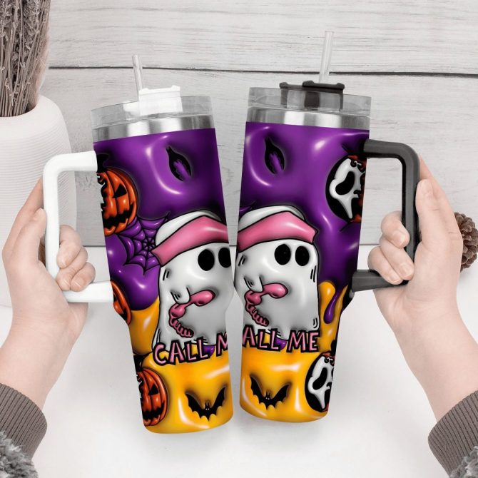 3D Horror Movies Custom Stanley Quencher 40Oz Stainless Steel Tumbler With Handle - Image 4