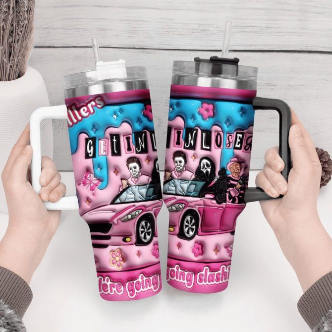 3D Horror Movies Custom Stanley Quencher 40Oz Stainless Steel Tumbler With Handle - Image 4