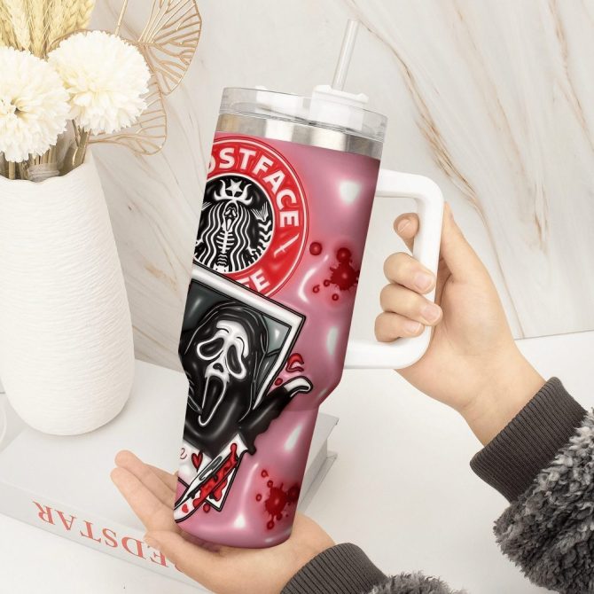 3D Horror Movies Custom Stanley Quencher 40Oz Stainless Steel Tumbler With Handle - Image 2
