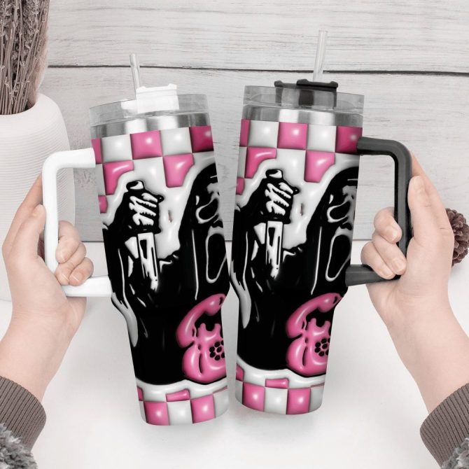 3D Horror Movies Custom Stanley Quencher 40Oz Stainless Steel Tumbler With Handle - Image 3