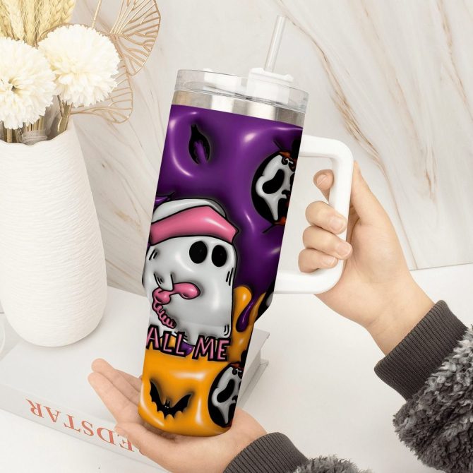 3D Horror Movies Custom Stanley Quencher 40Oz Stainless Steel Tumbler With Handle - Image 2