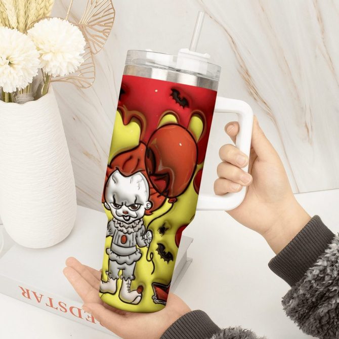 3D Horror Movies Custom Stanley Quencher 40Oz Stainless Steel Tumbler With Handle - Image 3