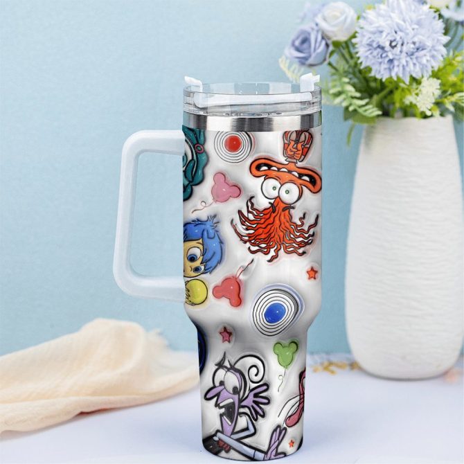 3D Inside Out Movies Custom Stanley Quencher 40Oz Stainless Steel Tumbler With Handle - Image 4