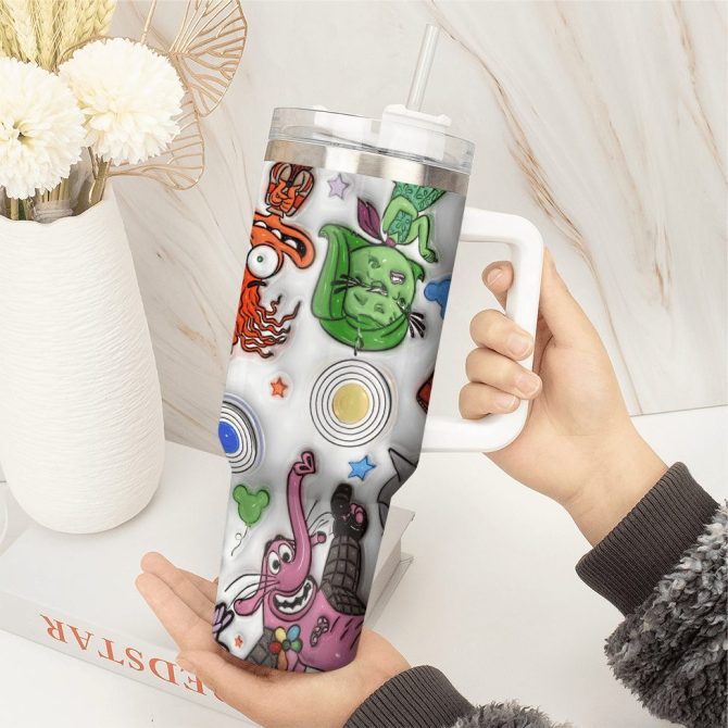 3D Inside Out Movies Custom Stanley Quencher 40Oz Stainless Steel Tumbler With Handle - Image 3