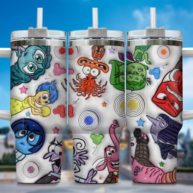 3D Inside Out Movies Custom Stanley Quencher 40Oz Stainless Steel Tumbler With Handle