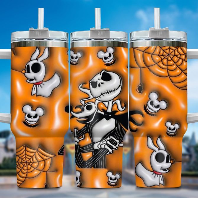 3D Jack And Sally Movies Custom Stanley Quencher 40Oz Stainless Steel Tumbler With Handle