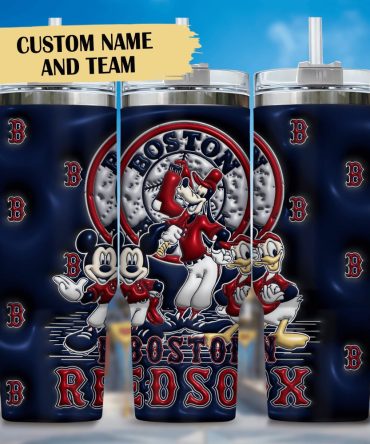 3D Mickey And Boston Red Sox Cartoon,Mlb Custom Stanley Quencher 40Oz Stainless Steel Tumbler With Handle