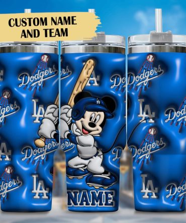 3D Mickey And Los Angeles Dodgers Cartoon,Mlb Custom Stanley Quencher 40Oz Stainless Steel Tumbler With Handle
