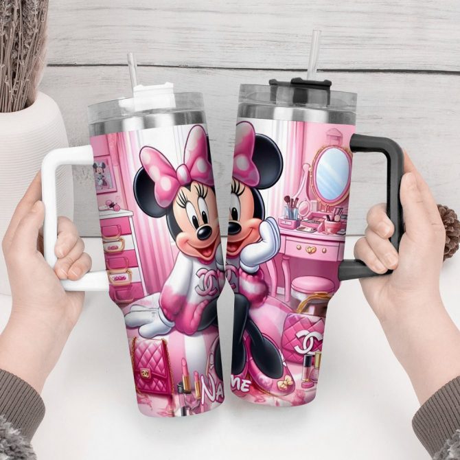 3D Minnie Fashion Cartoon Custom Stanley Quencher 40Oz Stainless Steel Tumbler With Handle - Image 4