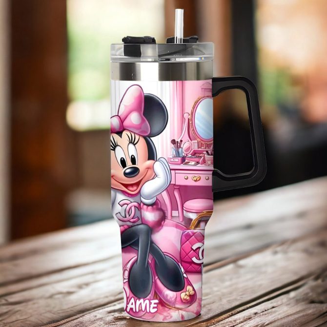 3D Minnie Fashion Cartoon Custom Stanley Quencher 40Oz Stainless Steel Tumbler With Handle - Image 3