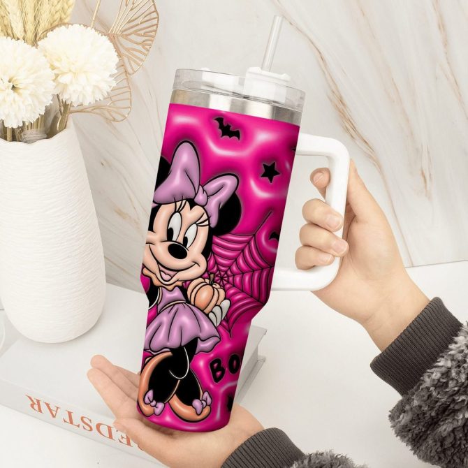 3D Minnie Mouse Cartoon Custom Stanley Quencher 40Oz Stainless Steel Tumbler With Handle - Image 4