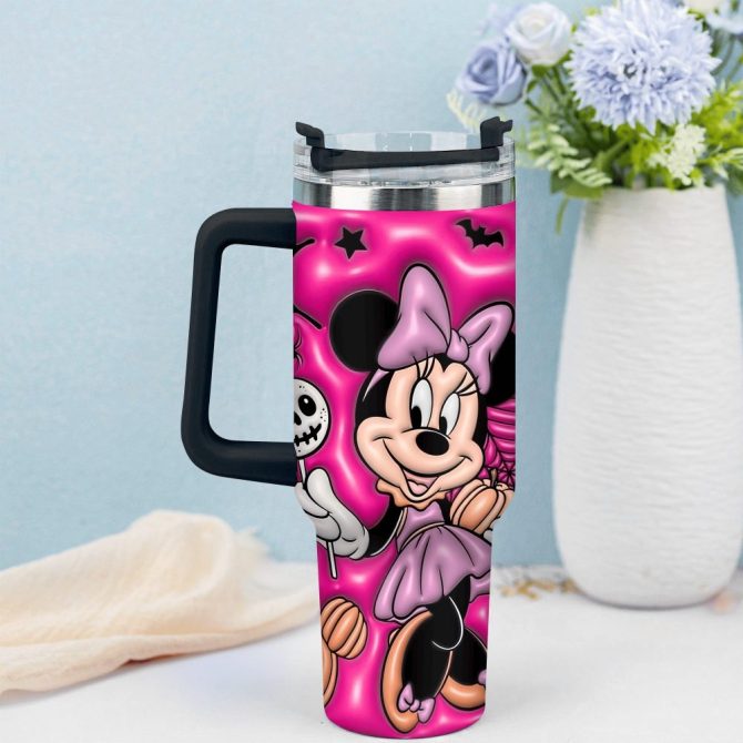 3D Minnie Mouse Cartoon Custom Stanley Quencher 40Oz Stainless Steel Tumbler With Handle - Image 2