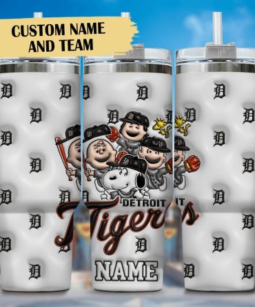 3D Snoopy And Detroit Tigers Cartoon,Mlb Custom Stanley Quencher 40Oz Stainless Steel Tumbler With Handle