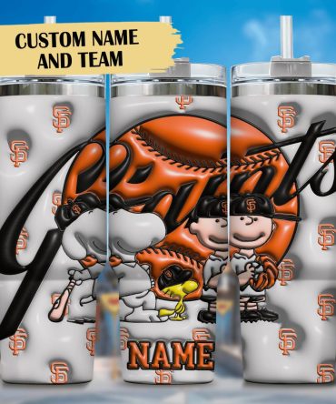 3D Snoopy And San Francisco Giants Cartoon,Mlb Custom Stanley Quencher 40Oz Stainless Steel Tumbler With Handle