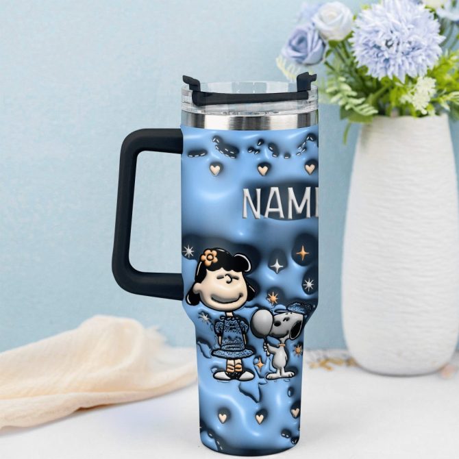 3D Snoopy Cartoon Custom Stanley Quencher 40Oz Stainless Steel Tumbler With Handle - Image 3