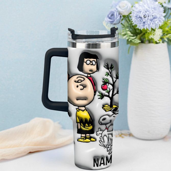 3D Snoopy Cartoon Custom Stanley Quencher 40Oz Stainless Steel Tumbler With Handle - Image 2