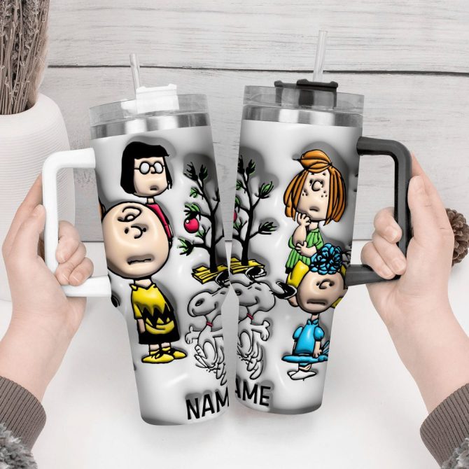 3D Snoopy Cartoon Custom Stanley Quencher 40Oz Stainless Steel Tumbler With Handle - Image 3