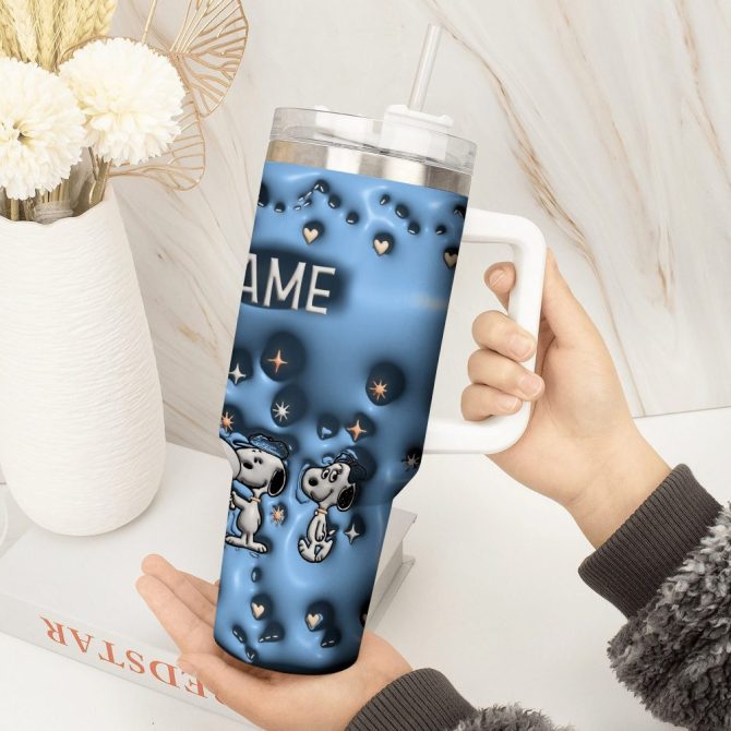 3D Snoopy Cartoon Custom Stanley Quencher 40Oz Stainless Steel Tumbler With Handle - Image 4