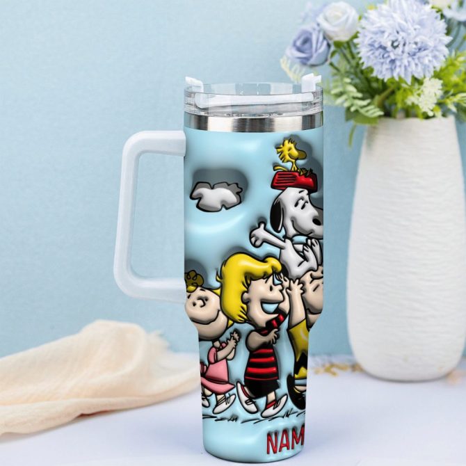 3D Snoopy Cartoon Custom Stanley Quencher 40Oz Stainless Steel Tumbler With Handle - Image 2