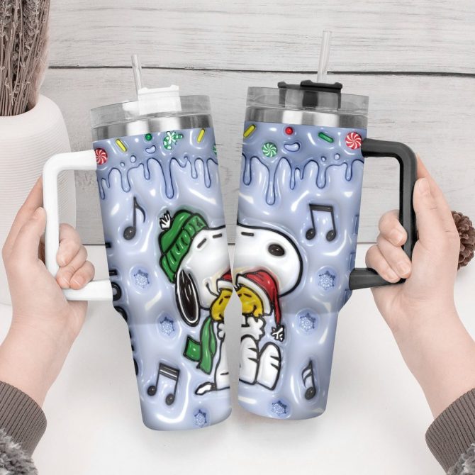 3D Snoopy Cartoon Custom Stanley Quencher 40Oz Stainless Steel Tumbler With Handle - Image 2