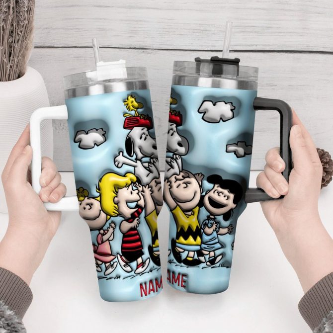 3D Snoopy Cartoon Custom Stanley Quencher 40Oz Stainless Steel Tumbler With Handle - Image 3