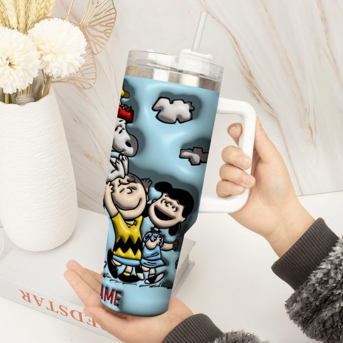 3D Snoopy Cartoon Custom Stanley Quencher 40Oz Stainless Steel Tumbler With Handle - Image 4