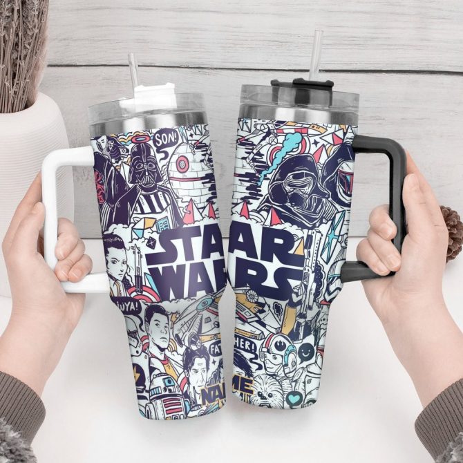 3D Star War Movies Custom Stanley Quencher 40Oz Stainless Steel Tumbler With Handle - Image 3