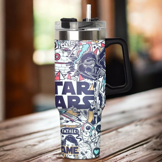 3D Star War Movies Custom Stanley Quencher 40Oz Stainless Steel Tumbler With Handle - Image 2