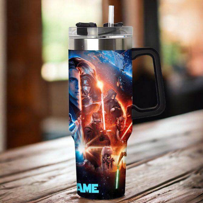 3D Star War Movies Custom Stanley Quencher 40Oz Stainless Steel Tumbler With Handle - Image 3