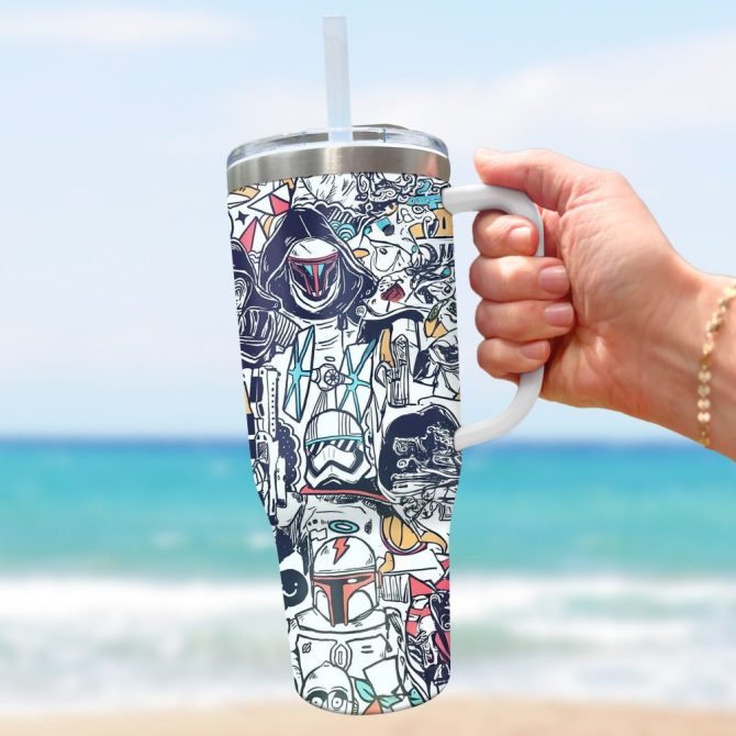 3D Star War Movies Custom Stanley Quencher 40Oz Stainless Steel Tumbler With Handle - Image 4