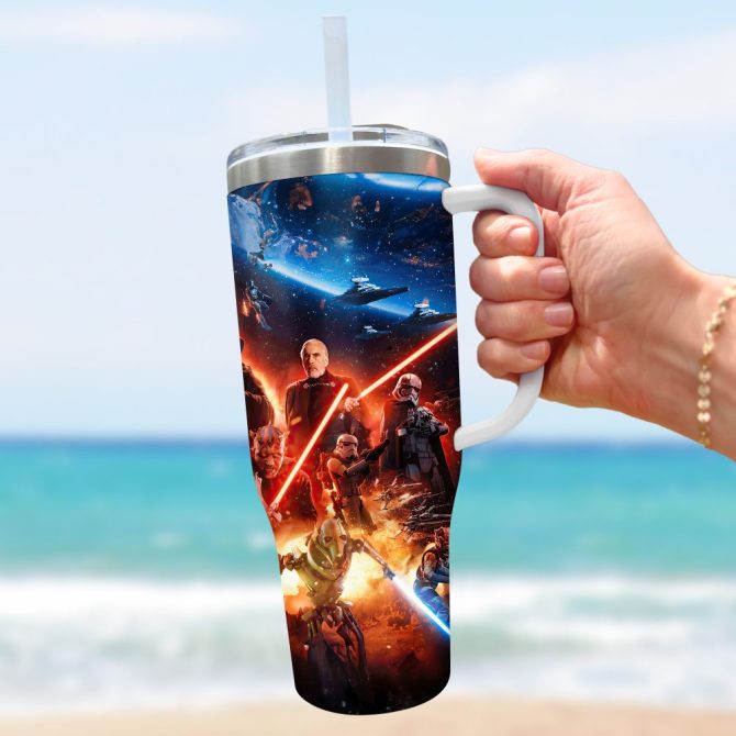 3D Star War Movies Custom Stanley Quencher 40Oz Stainless Steel Tumbler With Handle - Image 5
