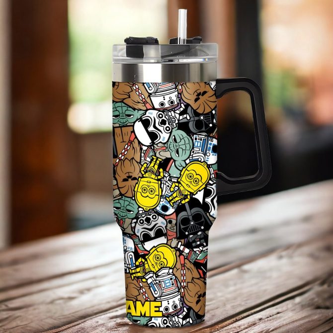 3D Star War Movies Custom Stanley Quencher 40Oz Stainless Steel Tumbler With Handle - Image 5