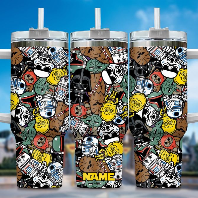3D Star War Movies Custom Stanley Quencher 40Oz Stainless Steel Tumbler With Handle