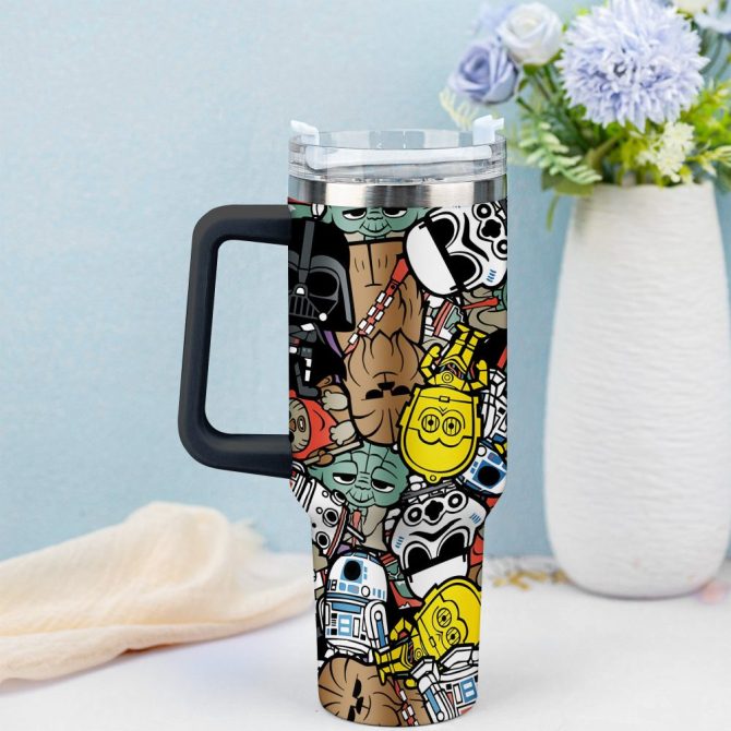 3D Star War Movies Custom Stanley Quencher 40Oz Stainless Steel Tumbler With Handle - Image 4