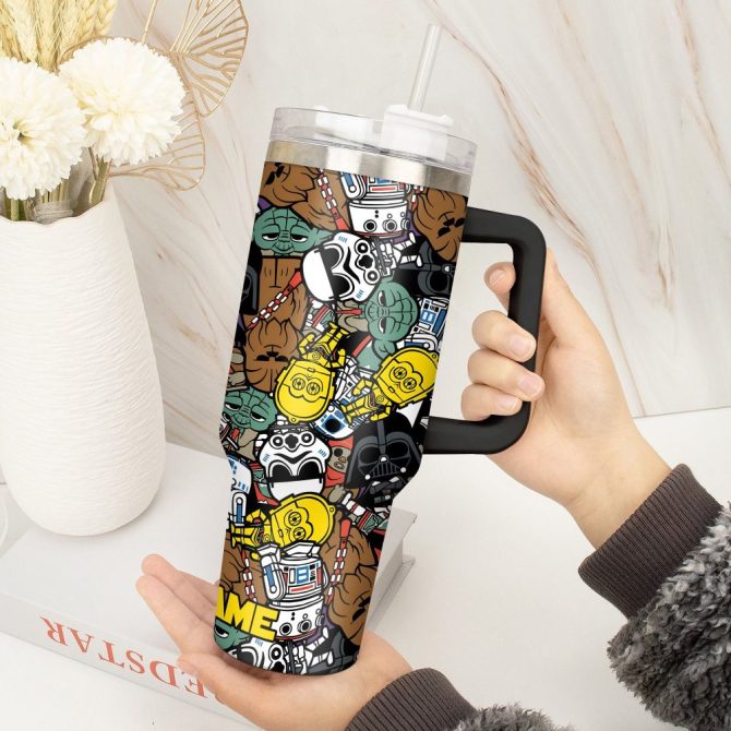 3D Star War Movies Custom Stanley Quencher 40Oz Stainless Steel Tumbler With Handle - Image 6