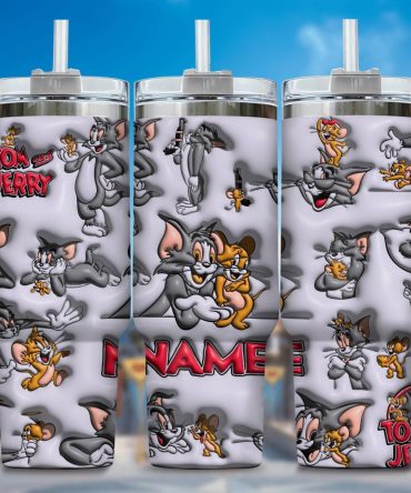 3D Tom And Jerry Cartoon Custom Stanley Quencher 40Oz Stainless Steel Tumbler With Handle