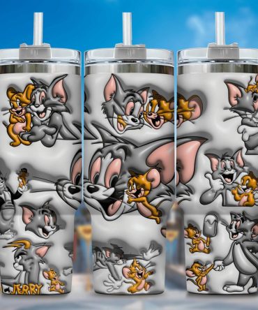 3D Tom And Jerry Cartoon Custom Stanley Quencher 40Oz Stainless Steel Tumbler With Handle