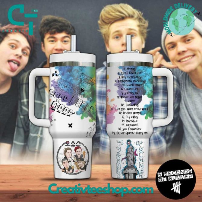 5 Seconds Of Summer Music Custom Stanley Quencher 40Oz Stainless Steel Tumbler With Handle