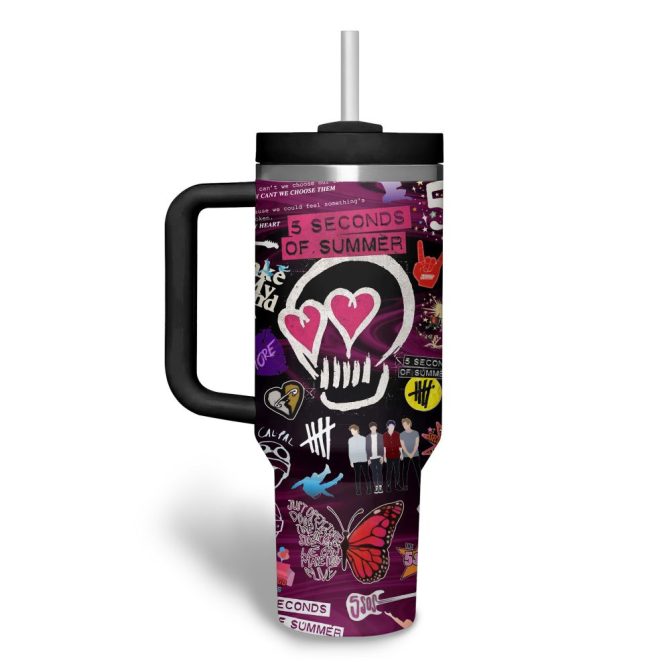 5 Seconds Of Summer Music Custom Stanley Quencher 40Oz Stainless Steel Tumbler - Image 3