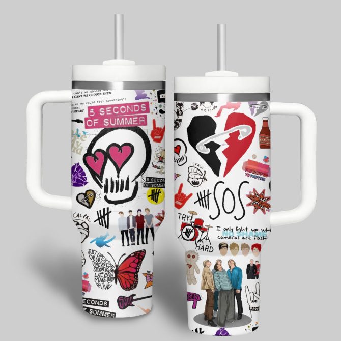 5 Seconds Of Summer Music Custom Stanley Quencher 40Oz Stainless Steel Tumbler - Image 2