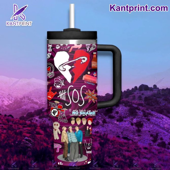 5 Seconds Of Summer Music Custom Stanley Quencher 40Oz Stainless Steel Tumbler With Handle - Image 3