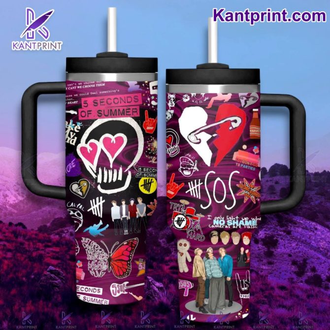 5 Seconds Of Summer Music Custom Stanley Quencher 40Oz Stainless Steel Tumbler With Handle