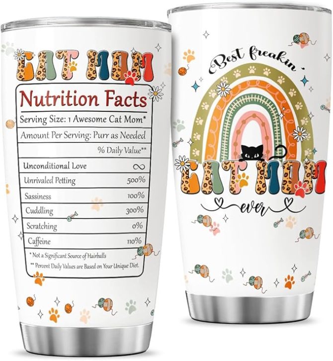 Cat Mom Nutrition Facts Tumbler