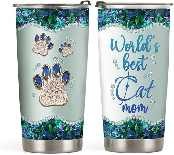 Green Jade Jewelry Cat Mom Tumbler
