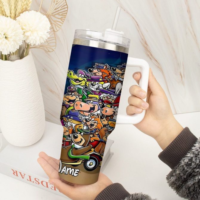 80S And 90S Cartoon Custom Stanley Quencher 40Oz Stainless Steel Tumbler With Handle - Image 2